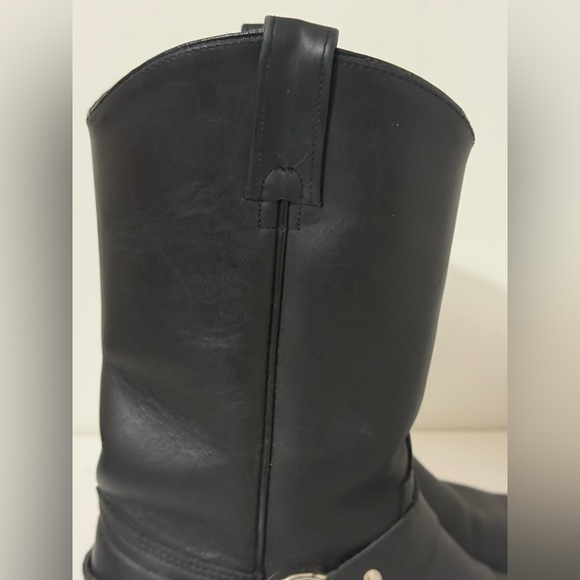 Black All Leather Motorcycle Biker Boots with Square Toe - Size Ladies 8 - Picture 11 of 16